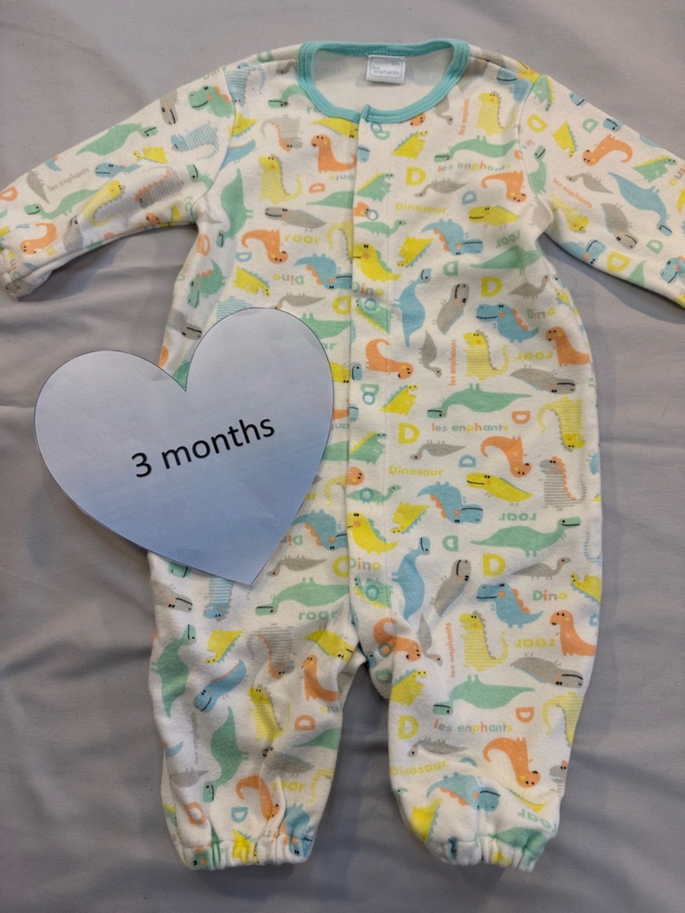 les  Enphants - long sleeve cotton footless sleeper. Size 3 months